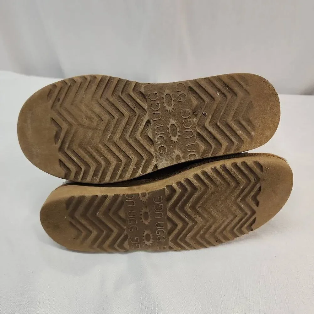 UGG Australia Size 7 Classic Tall Suede Metallic Bronze Sheepskin Boots